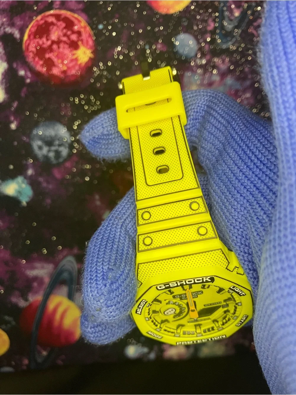 Custom G Shock Yellowish Green cartoon style colorway